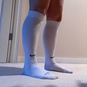 White Nike soccer socks